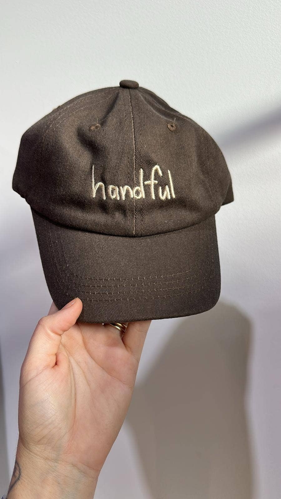 Handful Kids Cap: Teal w/ Red Design