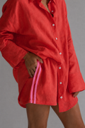 Linen Short - Watermelon (Pink Stripe)