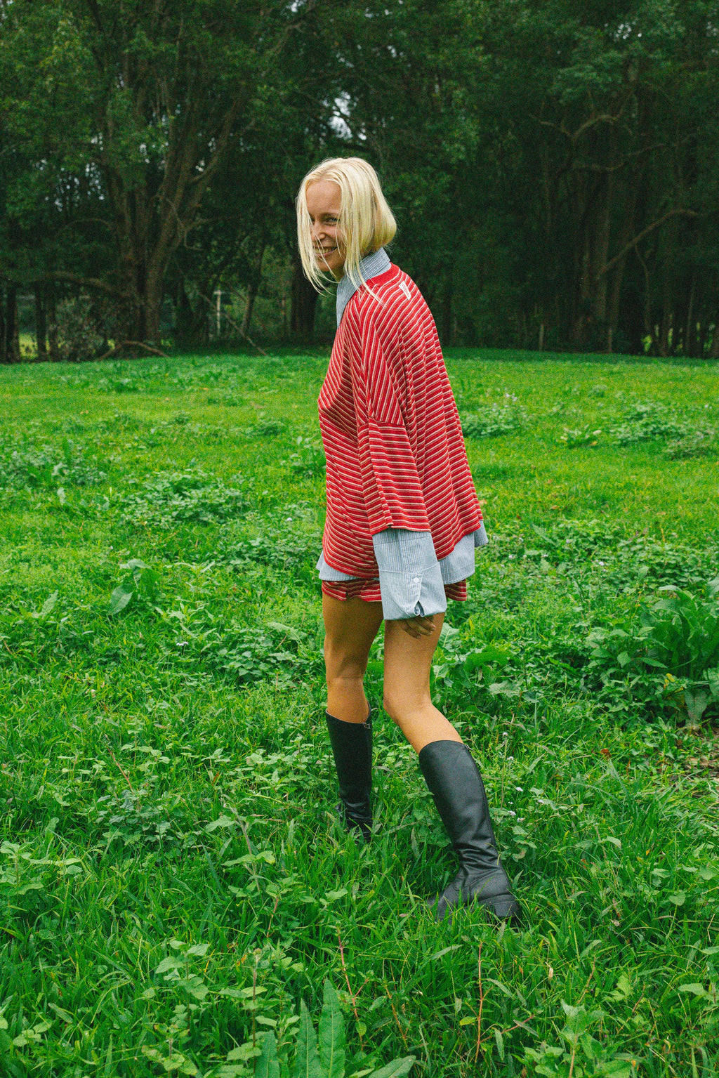 Cracker Day Club Basic Tee - Ruby Stripe