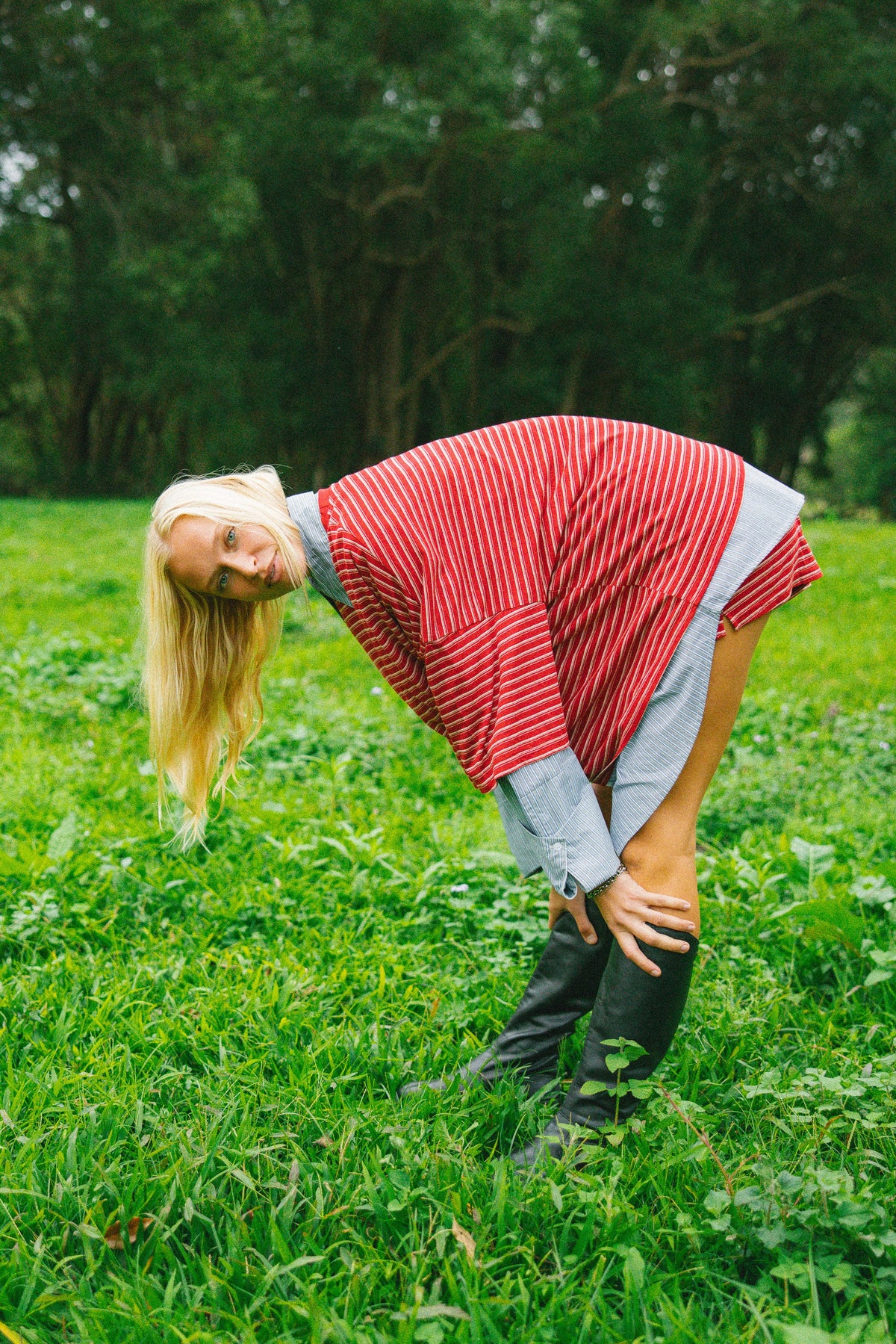 Cracker Day Club Basic Tee - Ruby Stripe