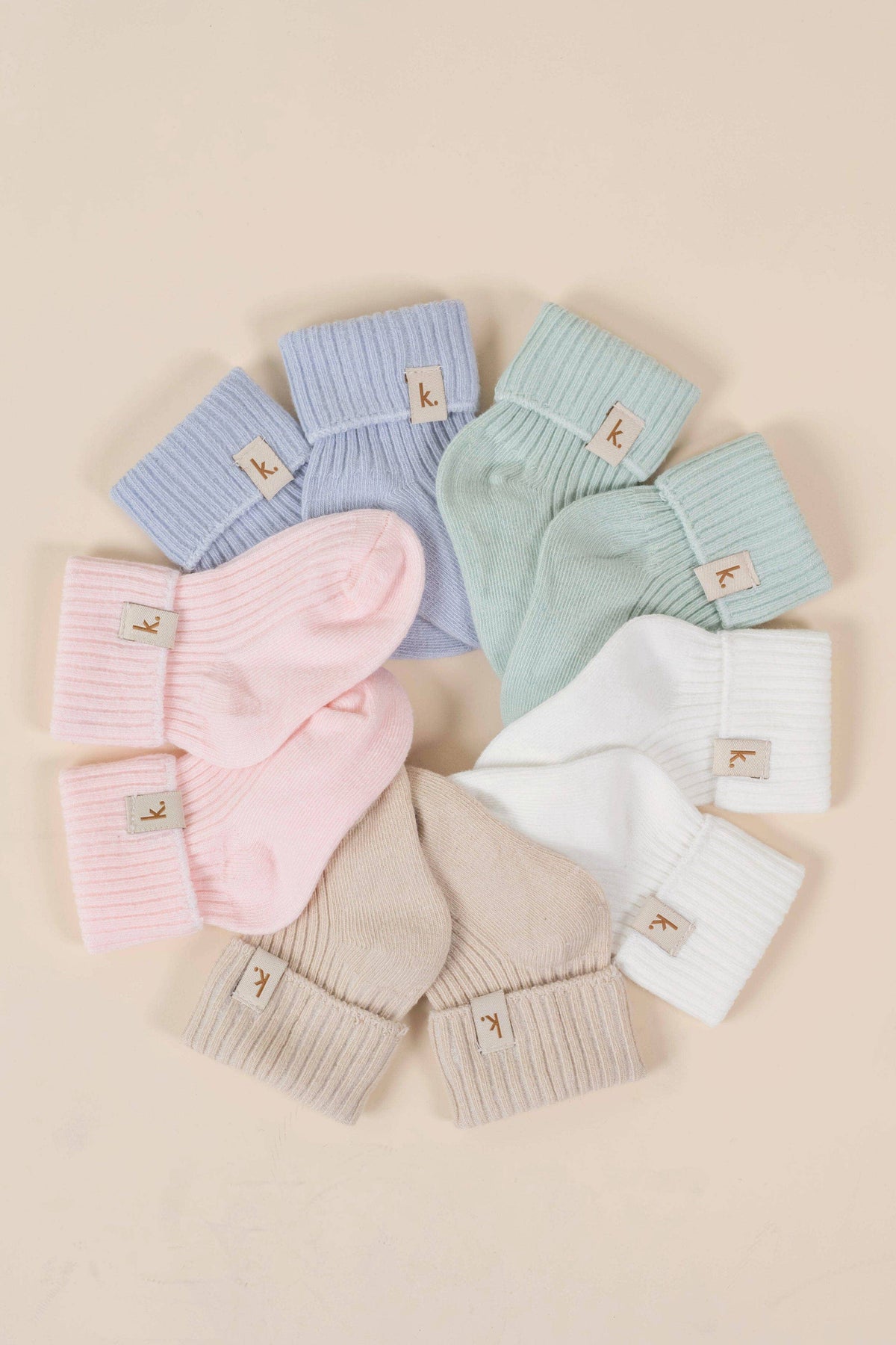 Cotton Ribbed Baby Socks: Oat / 0 - 6 Months