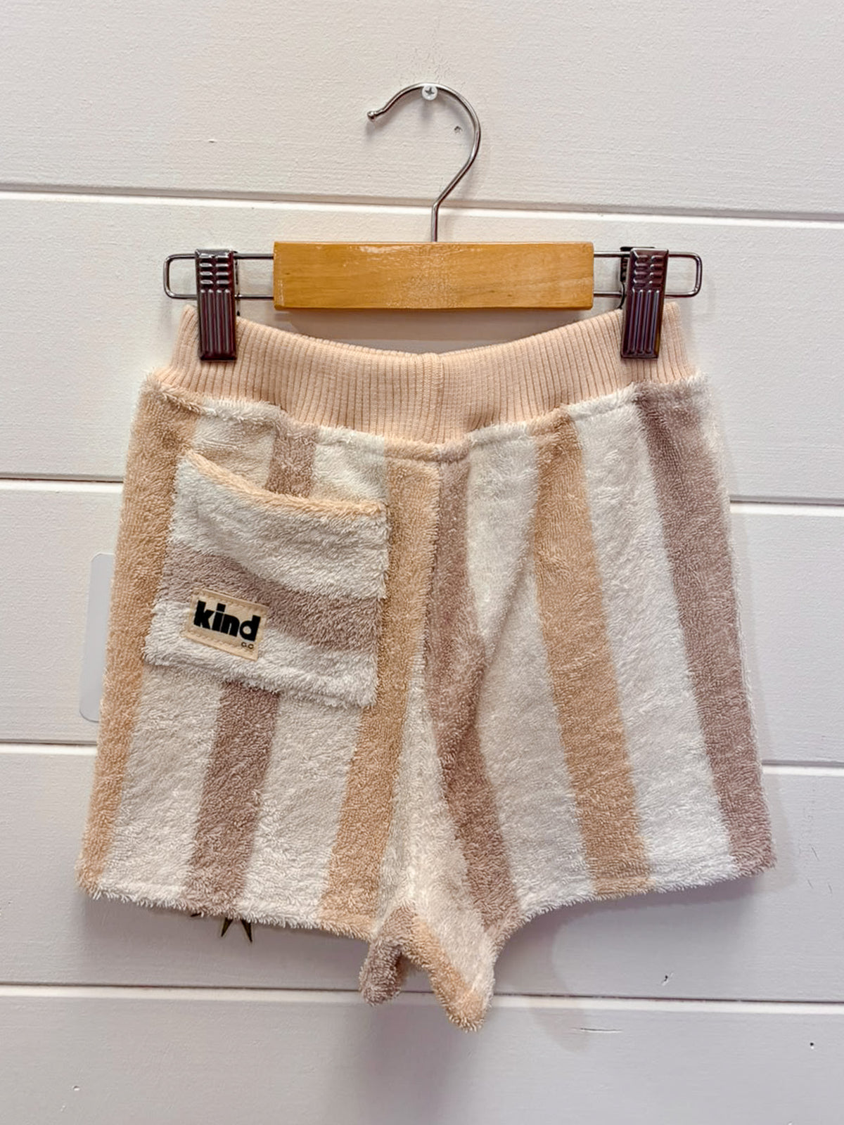 Kind Clothes Club Sand Stripe Terry Shorts | Size 2