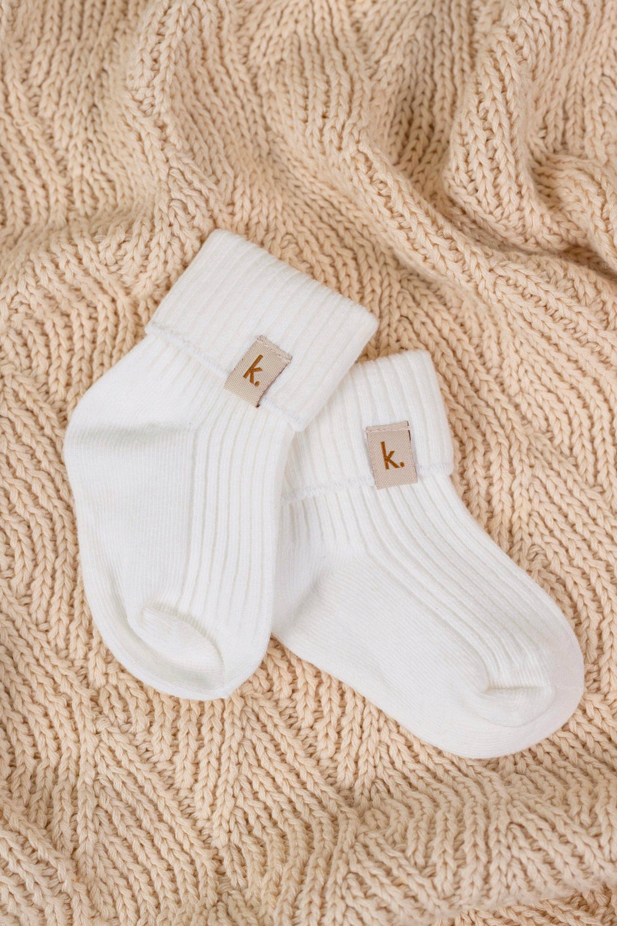 Cotton Ribbed Baby Socks: Oat / 0 - 6 Months