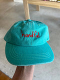 Handful Kids Cap: Teal w/ Red Design