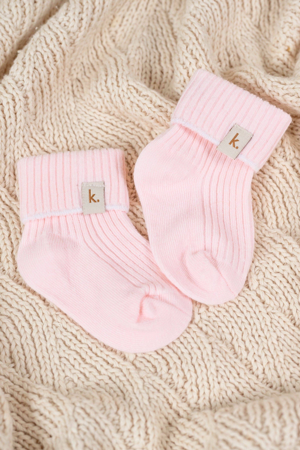 Cotton Ribbed Baby Socks: Oat / 0 - 6 Months