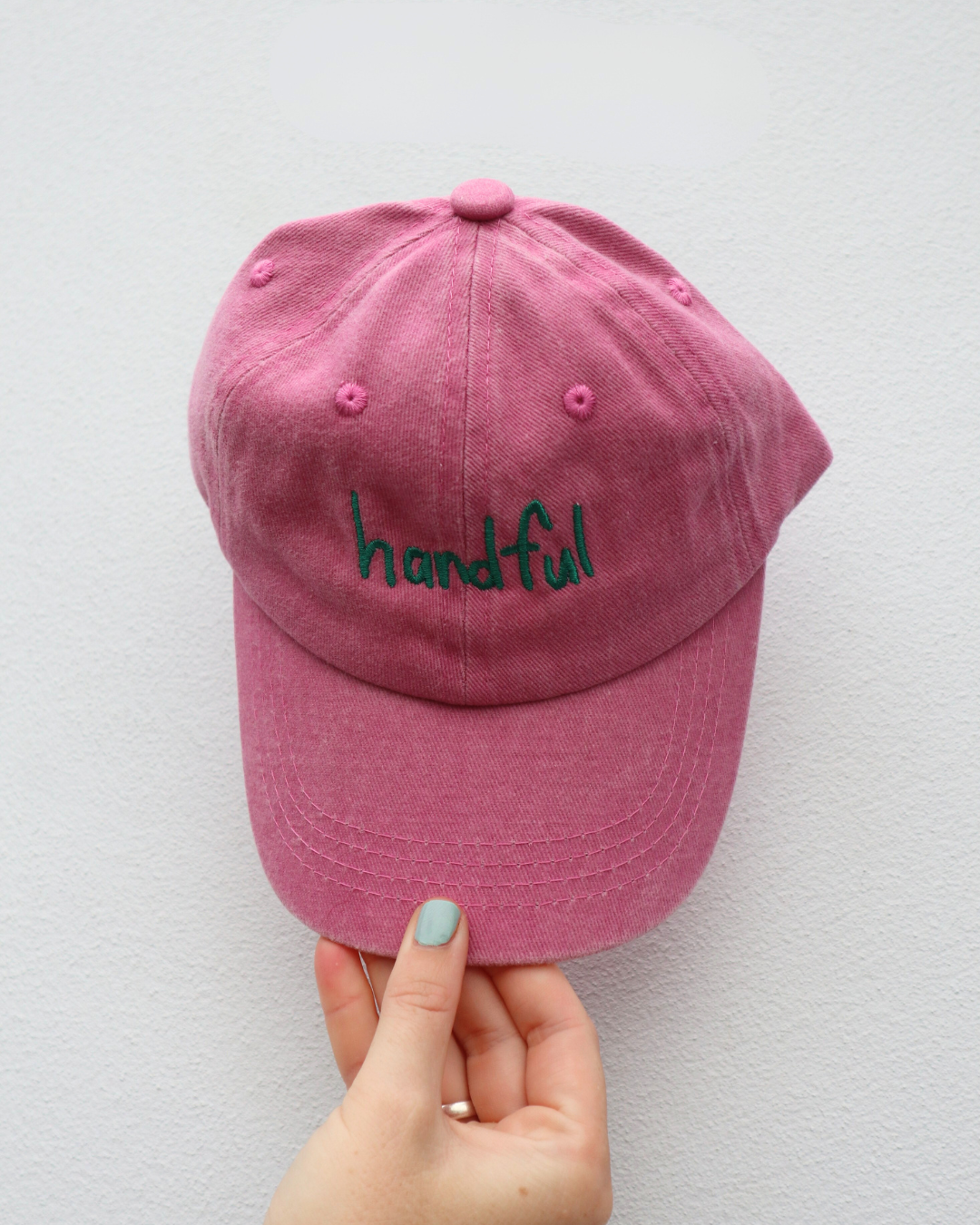 Handful Kids Cap: Pink w/ Green Design