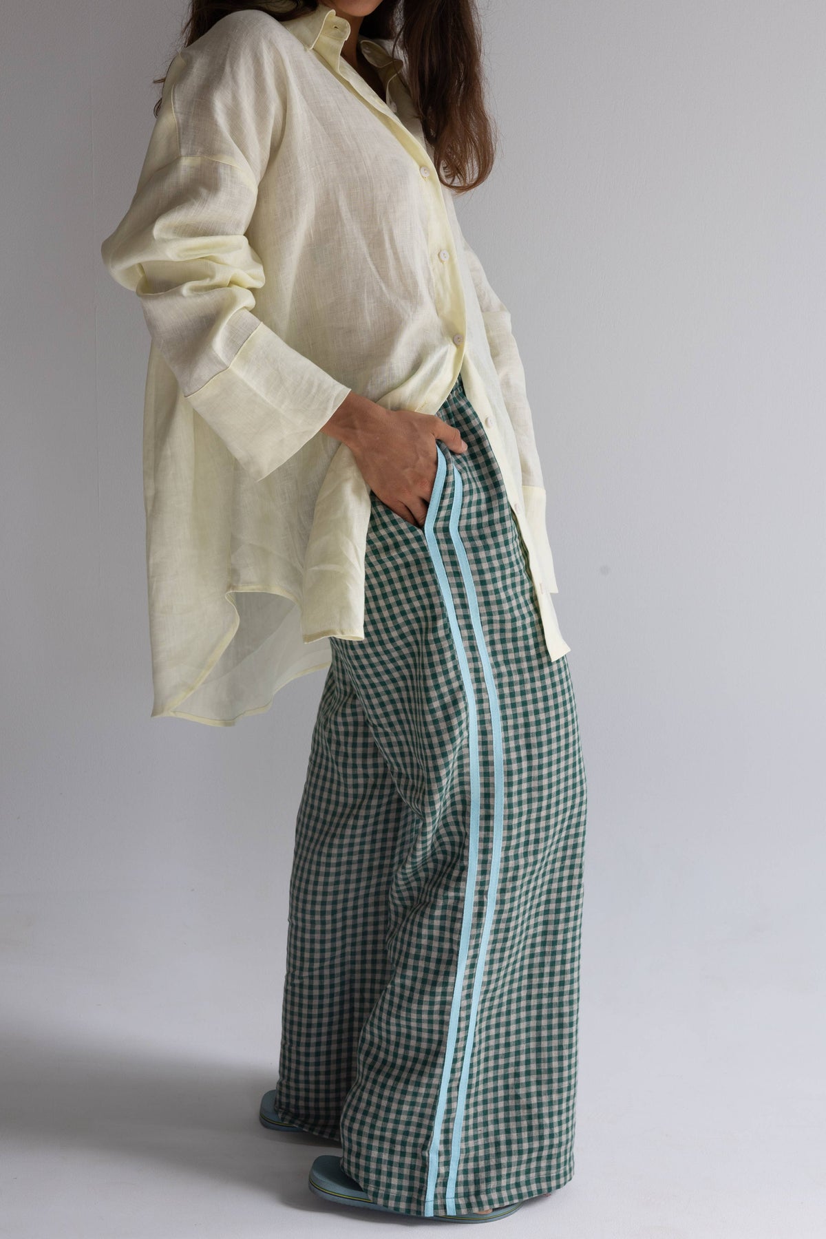 Linen Pant - Green Check