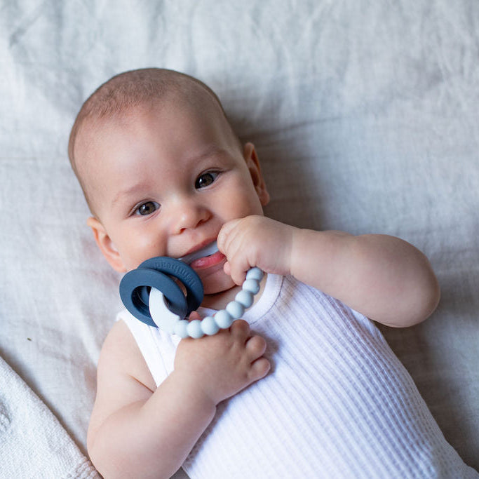 Emotion & Kids Silicone Ring Teether - Midnight Blue, Iced Coffee & Milkshake