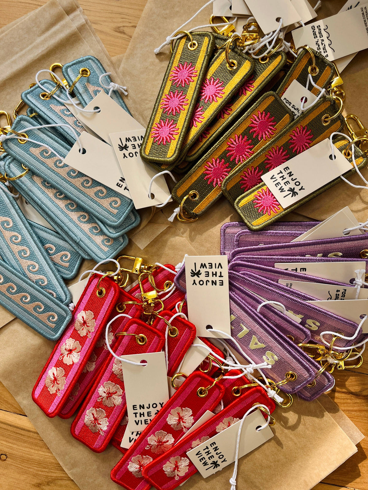 Wave Embroidered Keyring