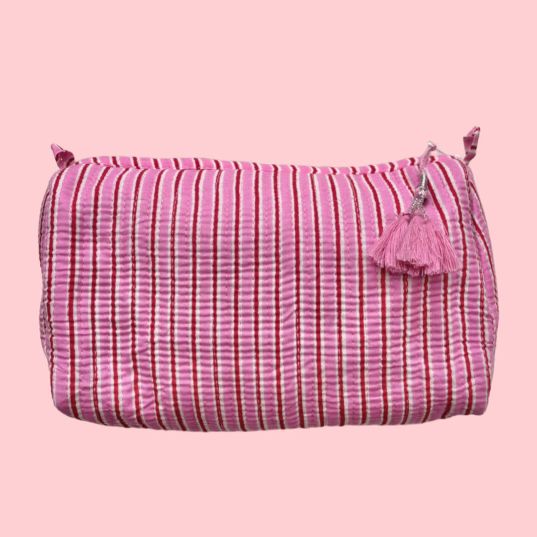 Wild Cactus Co. Indie Cosmetic Bag - Pin Stripes Pink
