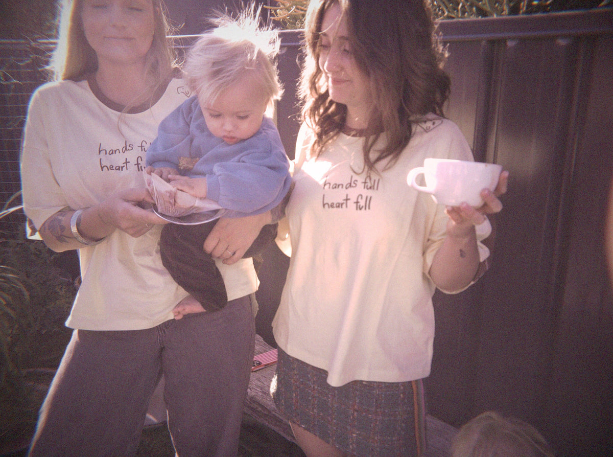 Heart Full Tee - Cream/Choc: M