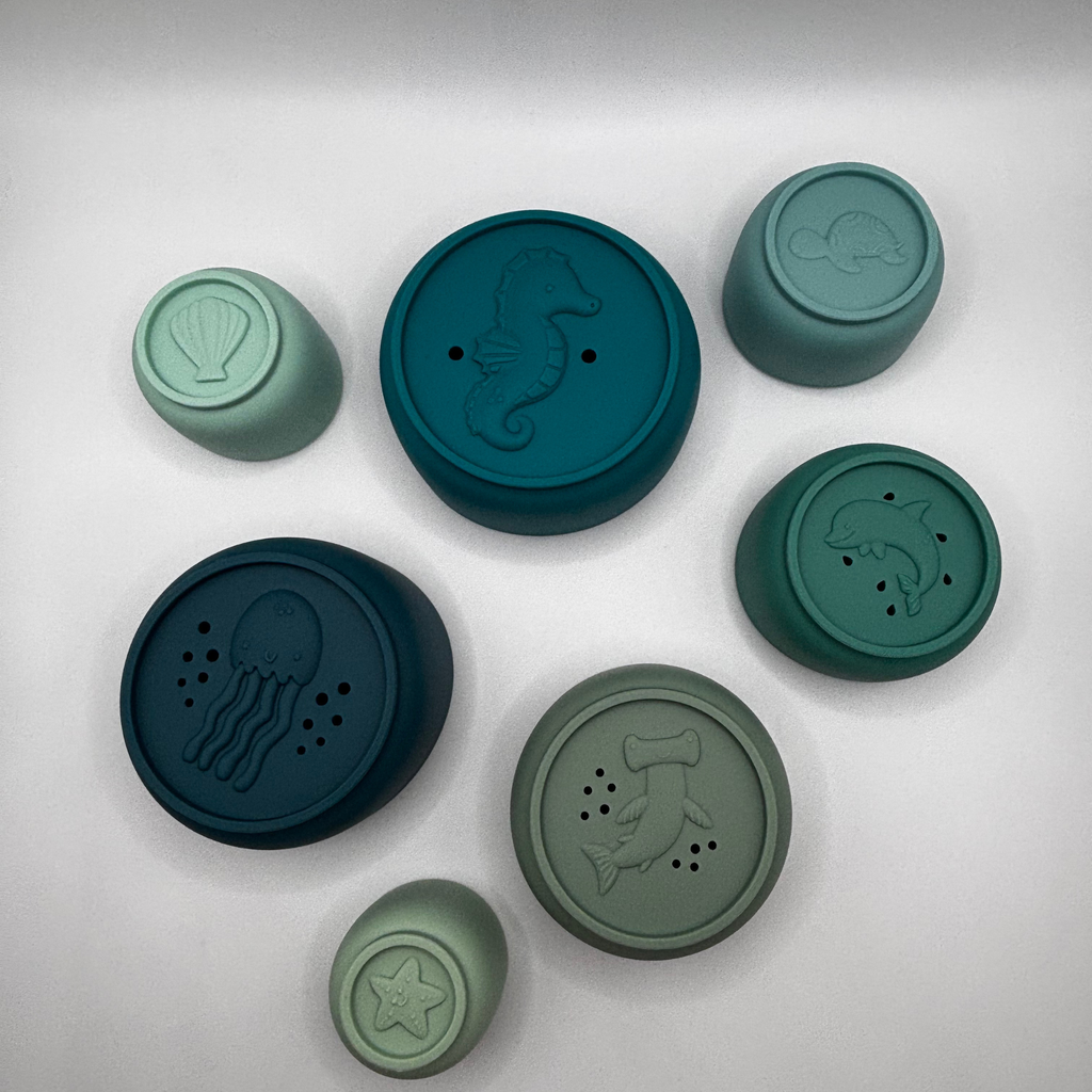 Milk Addict Under the Sea Silicone Stacking Cups - Midnight Tide