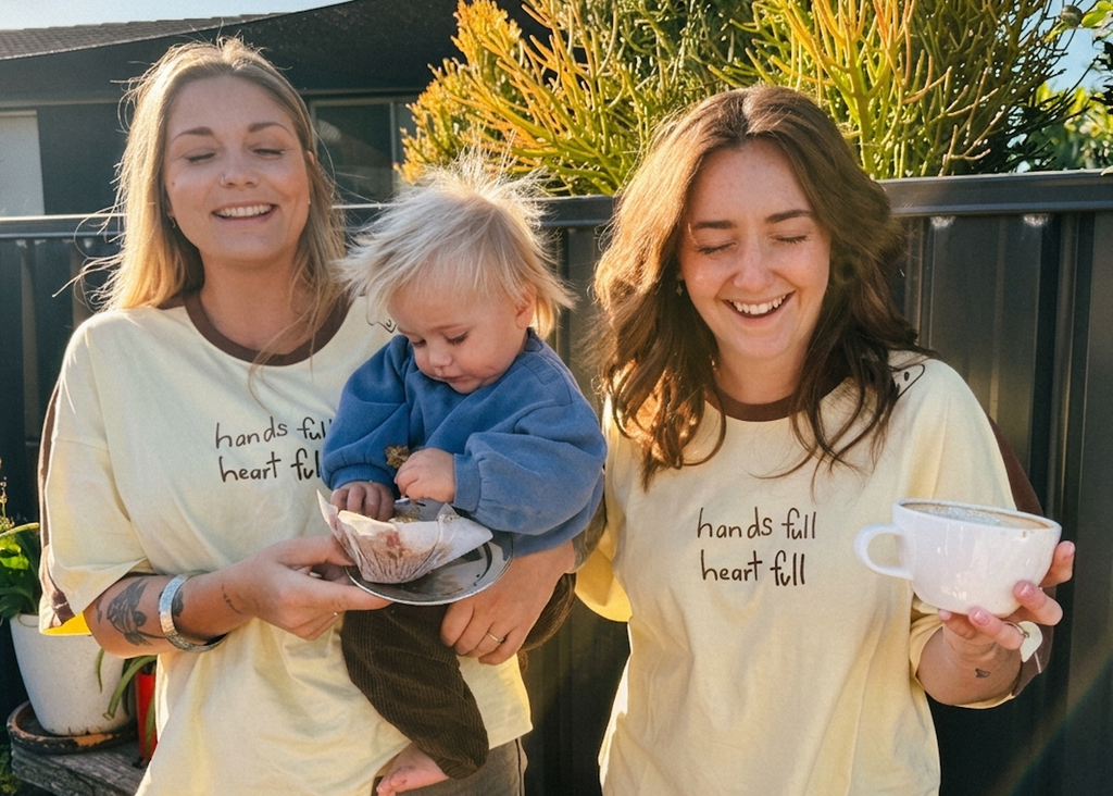 Heart Full Tee - Cream/Choc: M