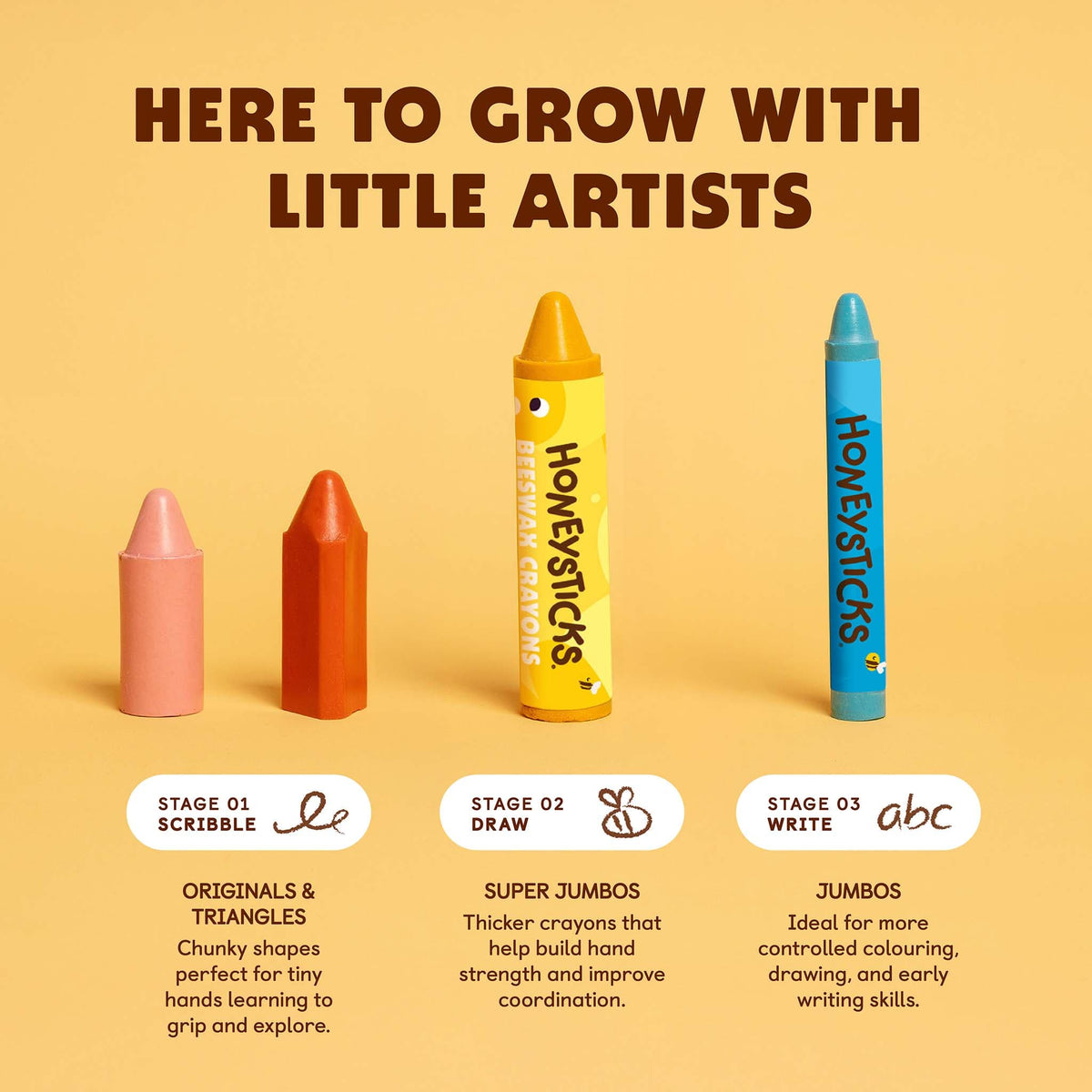Honeysticks Beeswax Crayons Jumbos 12pk