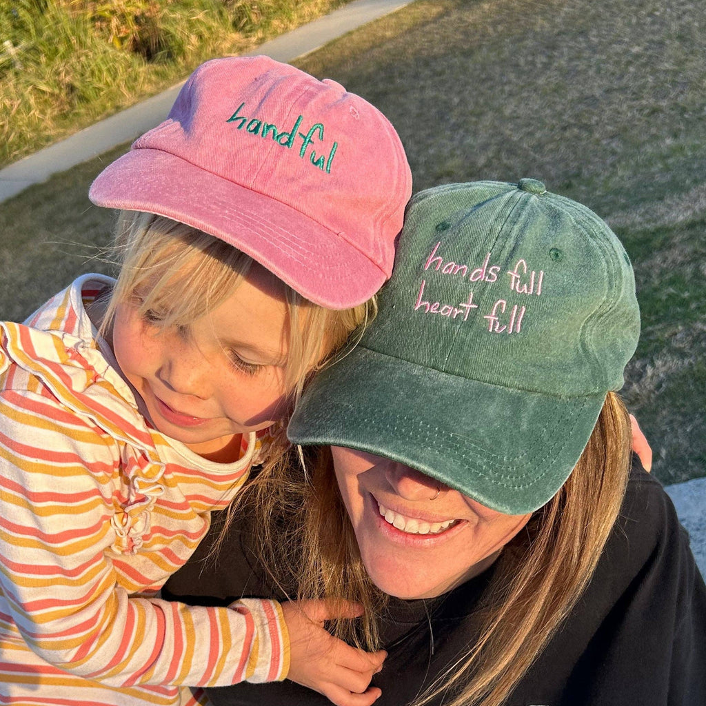 Handful Kids Cap: Pink w/ Green Design
