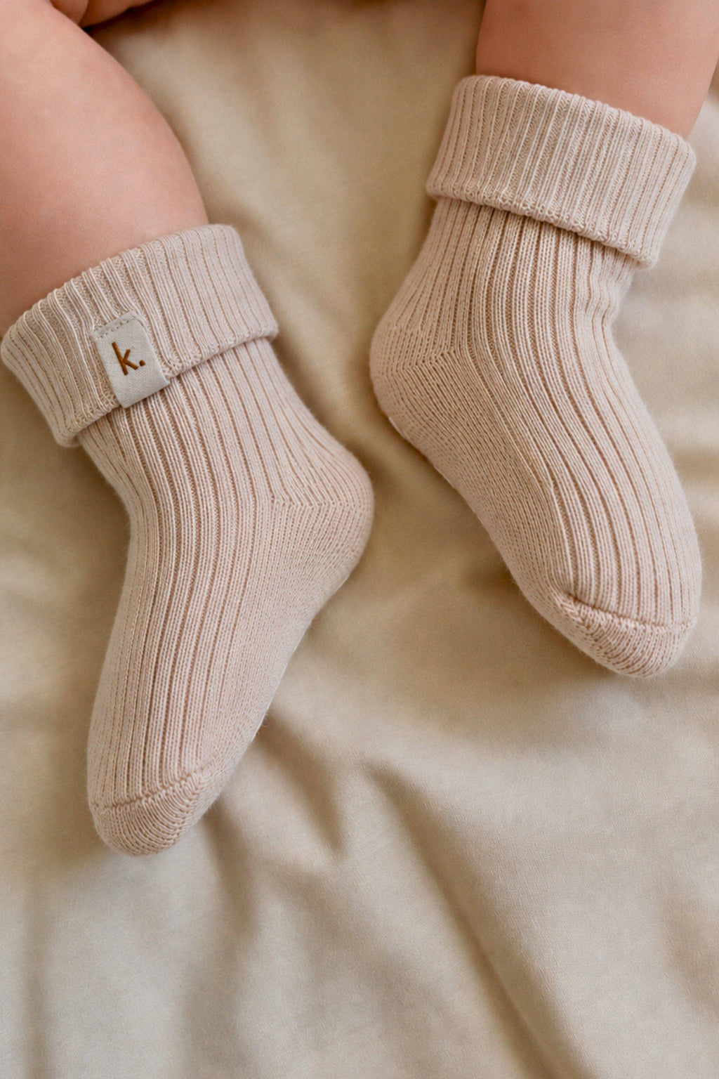 Cotton Ribbed Baby Socks: Oat / 0 - 6 Months