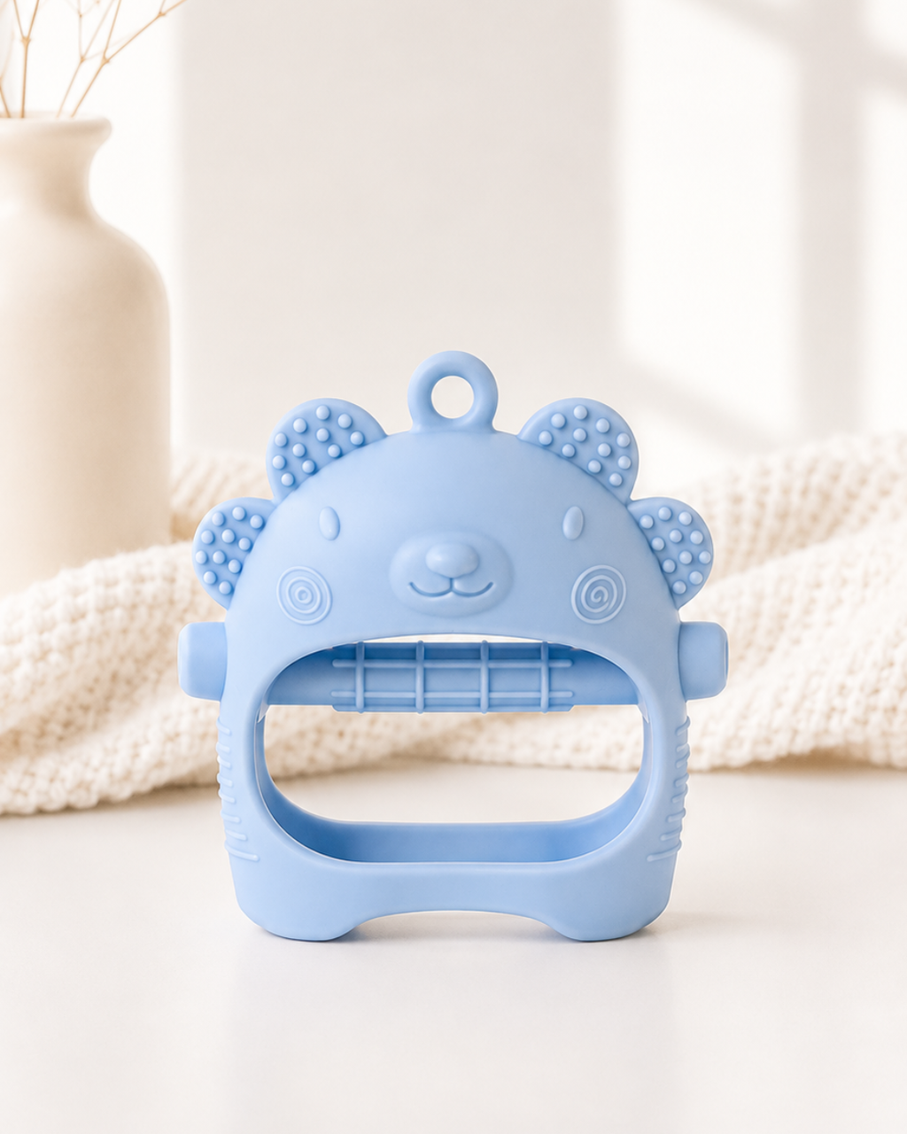 Lookbub Sensory Teddy Mitten Teether - Blue