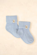 Cotton Ribbed Baby Socks: Blue / 0 - 6 Months