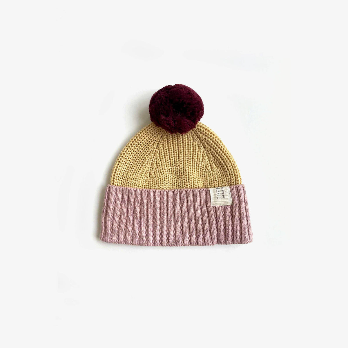 Organic Cotton Chunky Colour Block Beanie - Plum Honey Bubblegum: L