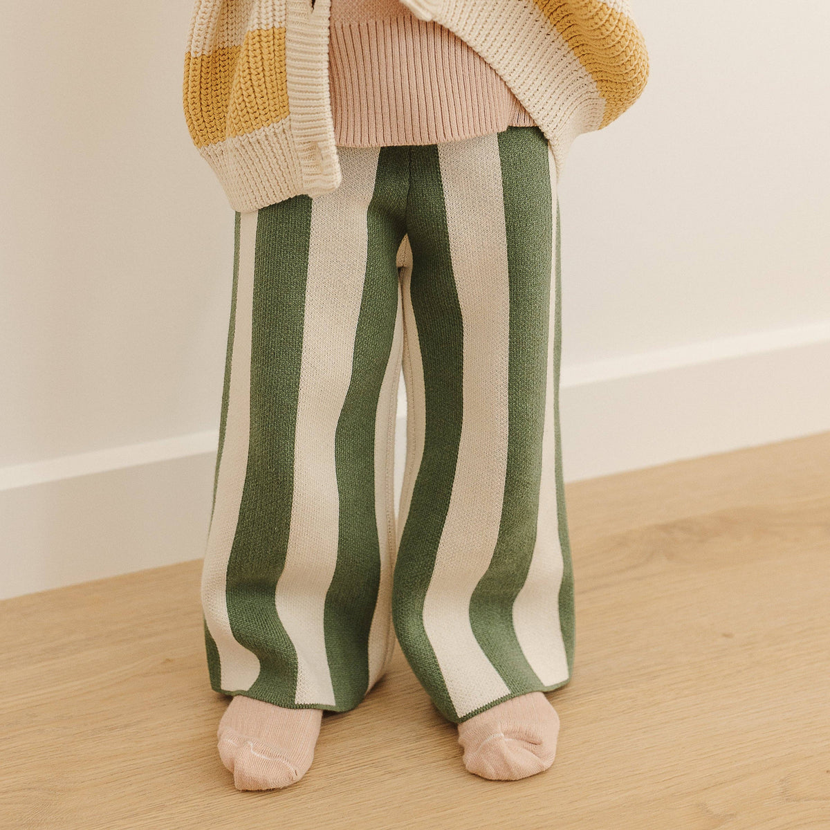 Organic Knit Clover Stripe Pants: 4