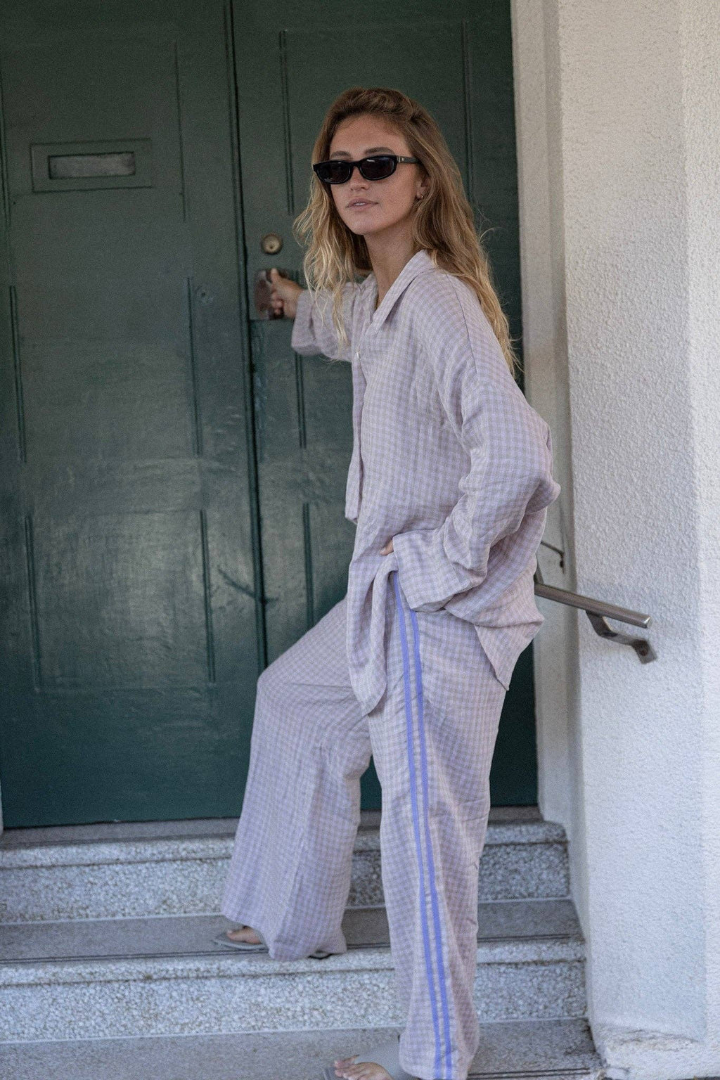 Linen Pant - Lilac Check