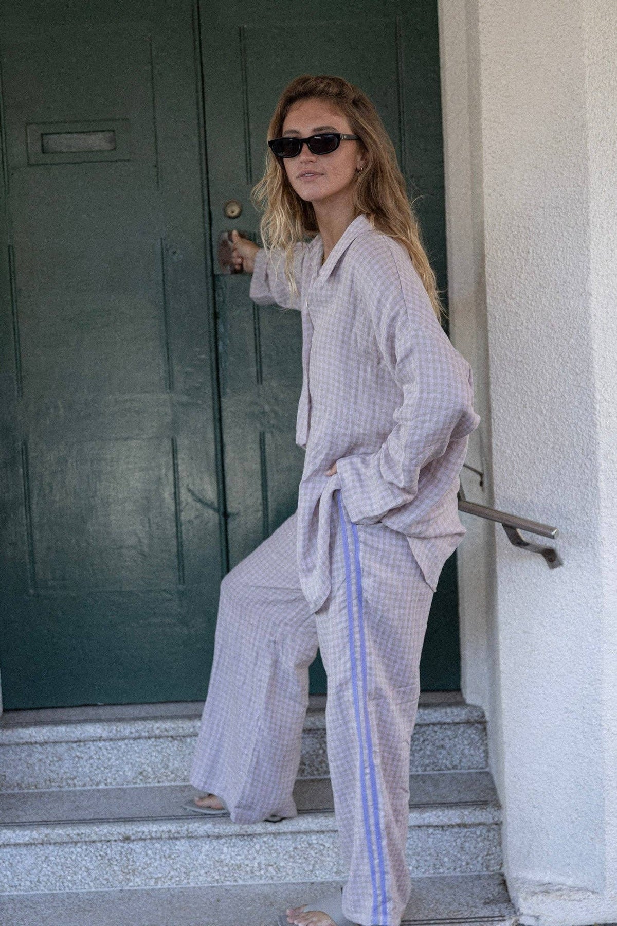Linen Pant - Lilac Check