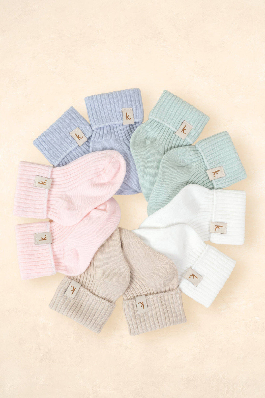 Cotton Ribbed Baby Socks: Oat / 0 - 6 Months