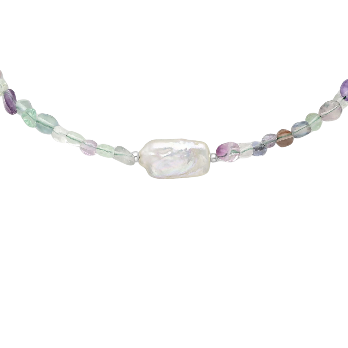 Fluorite with Keshi Pearl Necklace