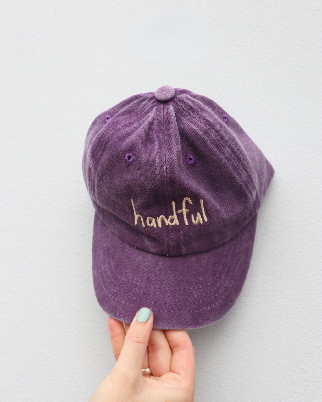 Handful Kids Cap: Teal w/ Red Design