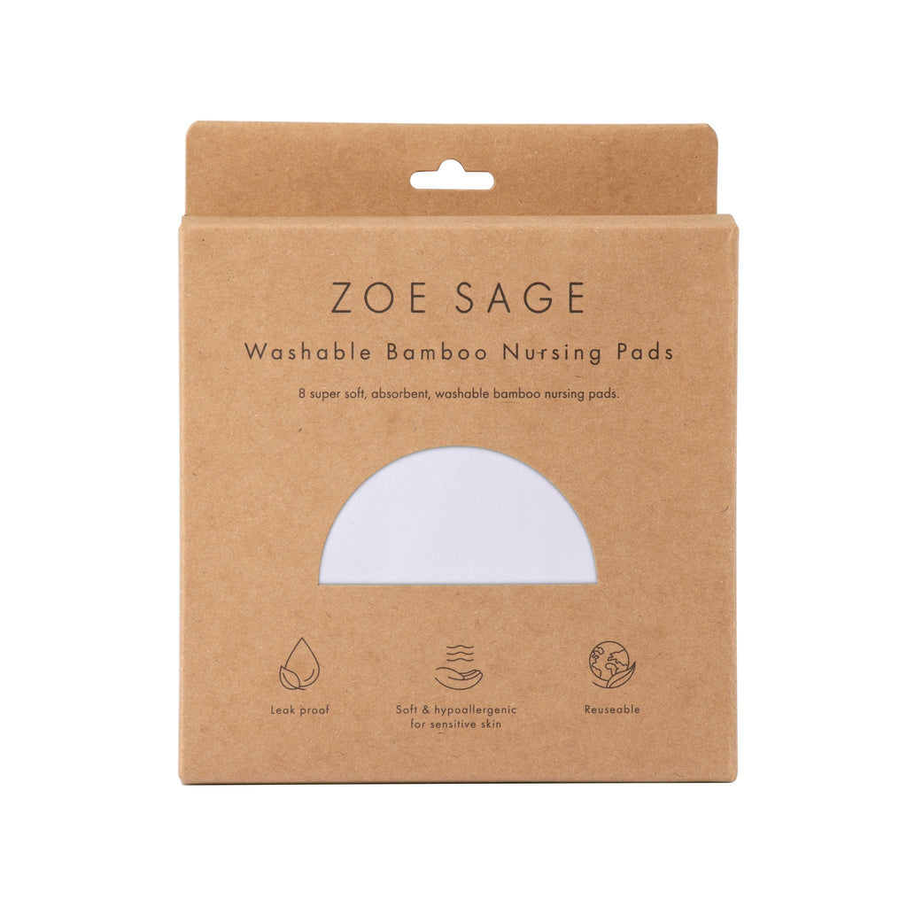 Zoe Sage Washable Bamboo Nursing Pads 8 Pack - Silk