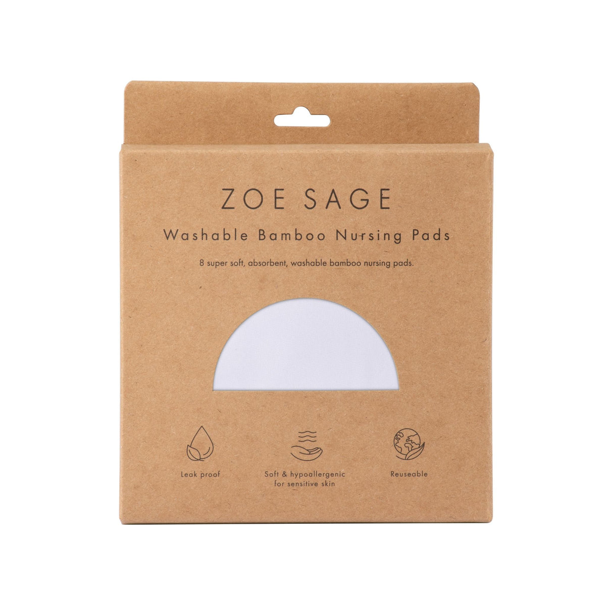 Zoe Sage Washable Bamboo Nursing Pads 8 Pack - Silk