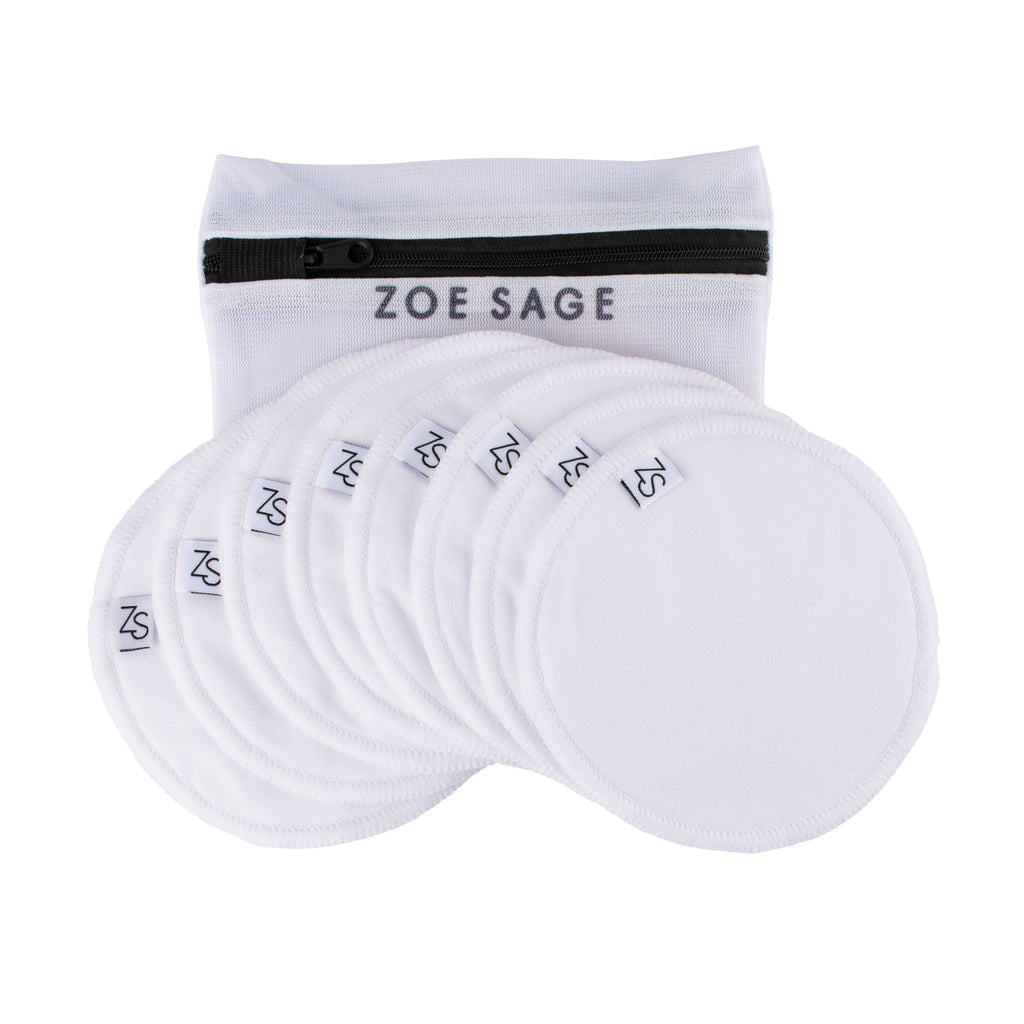 Zoe Sage Washable Bamboo Nursing Pads 8 Pack - Silk