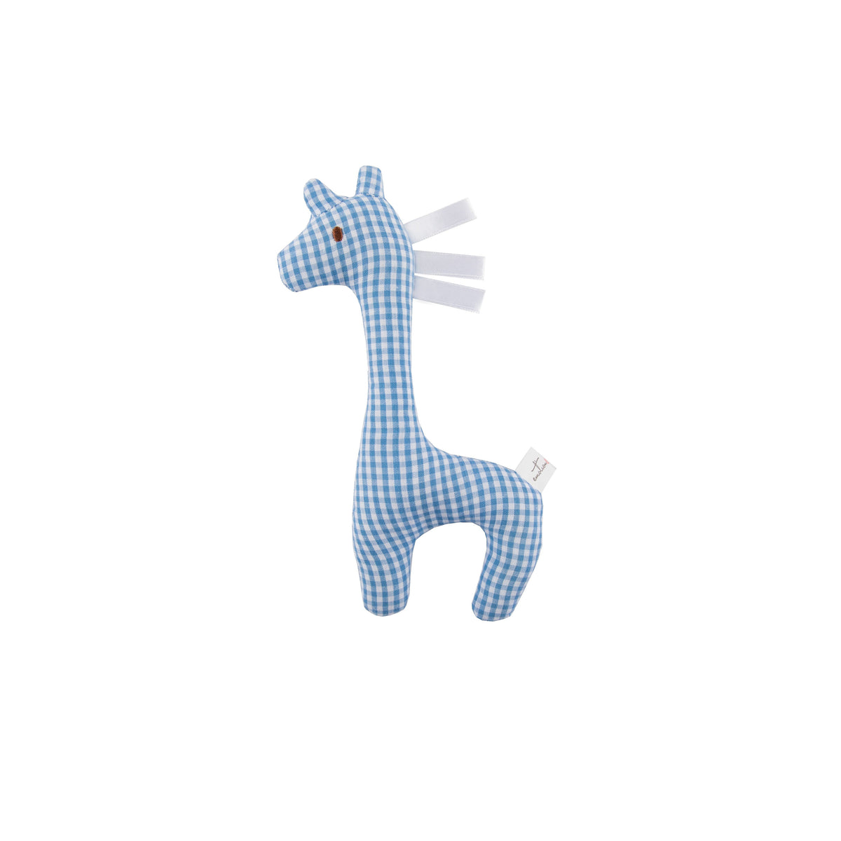 Emotion & Kids Giraffe Rattle - Blue Gingham