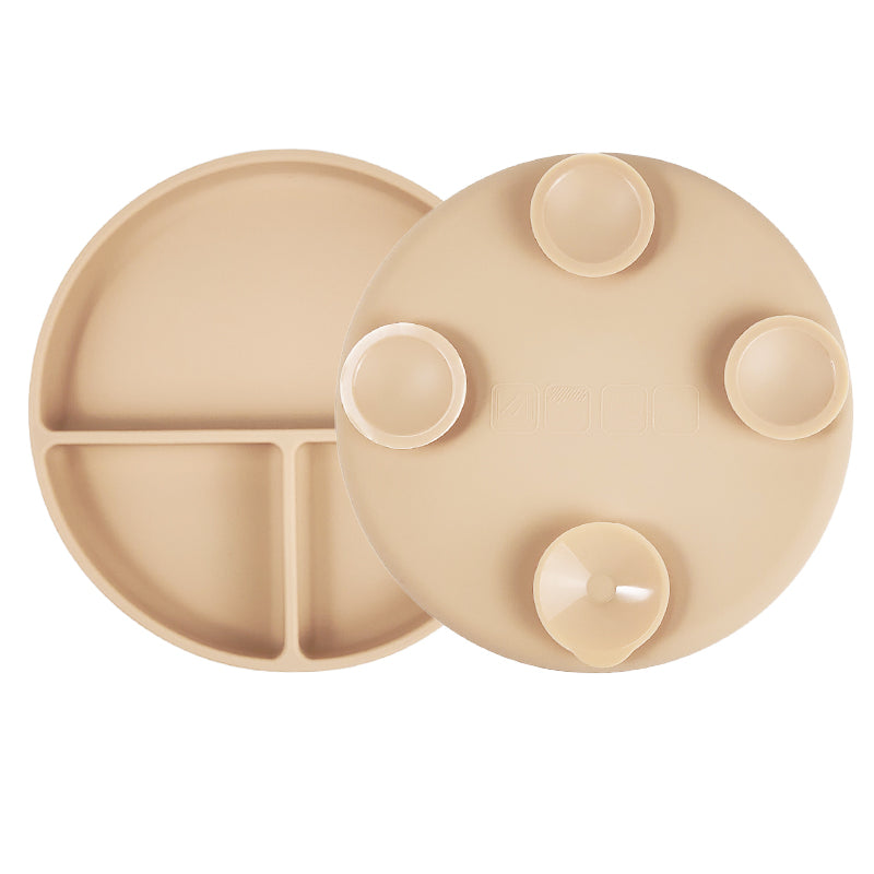 Lookbub Silicone Suction Plate with Lid - Shifting Sand