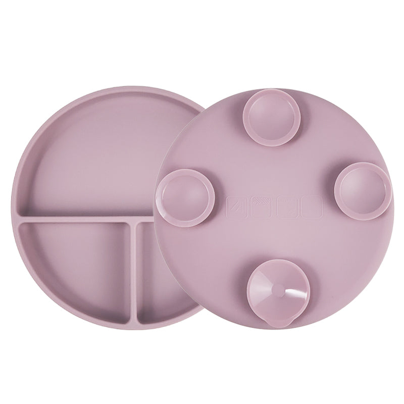 Lookbub Silicone Suction Plate with Lid - Mauve