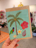 Tropical Palm Hibiscus Greeting Card by Australian Artist