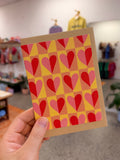 Yellow and pink hearts greeting card love