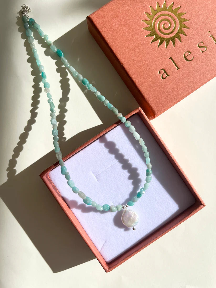 Amazonite with Freshwater Pearl Necklace