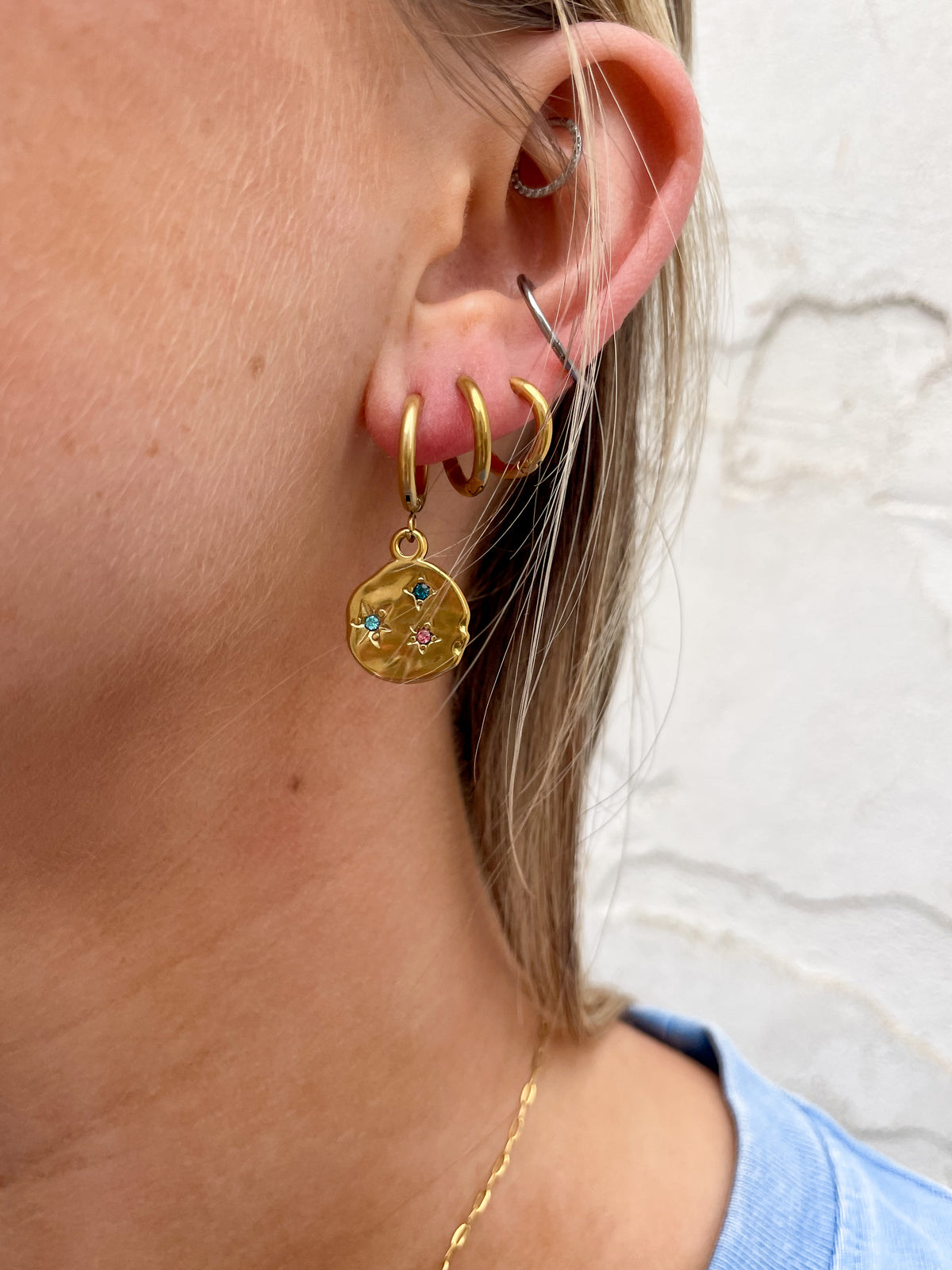 Irregular Hammered Multicolour Earrings