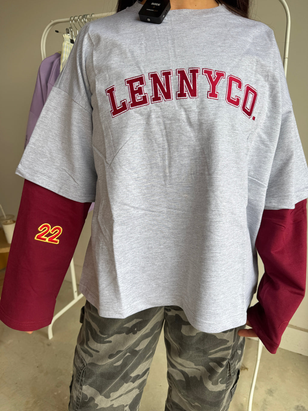 Lennyco Adults Layered Long Sleeve - Grey/Maroon