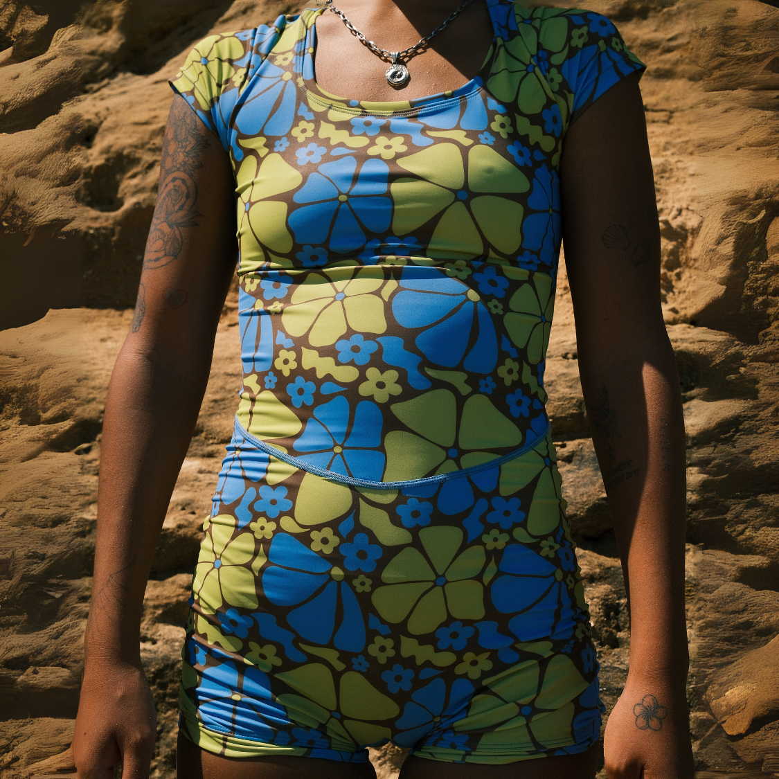 Auraya Shortie Suit - Ocean Bloom