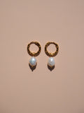 Freshwater Pearl Hammered Hoops