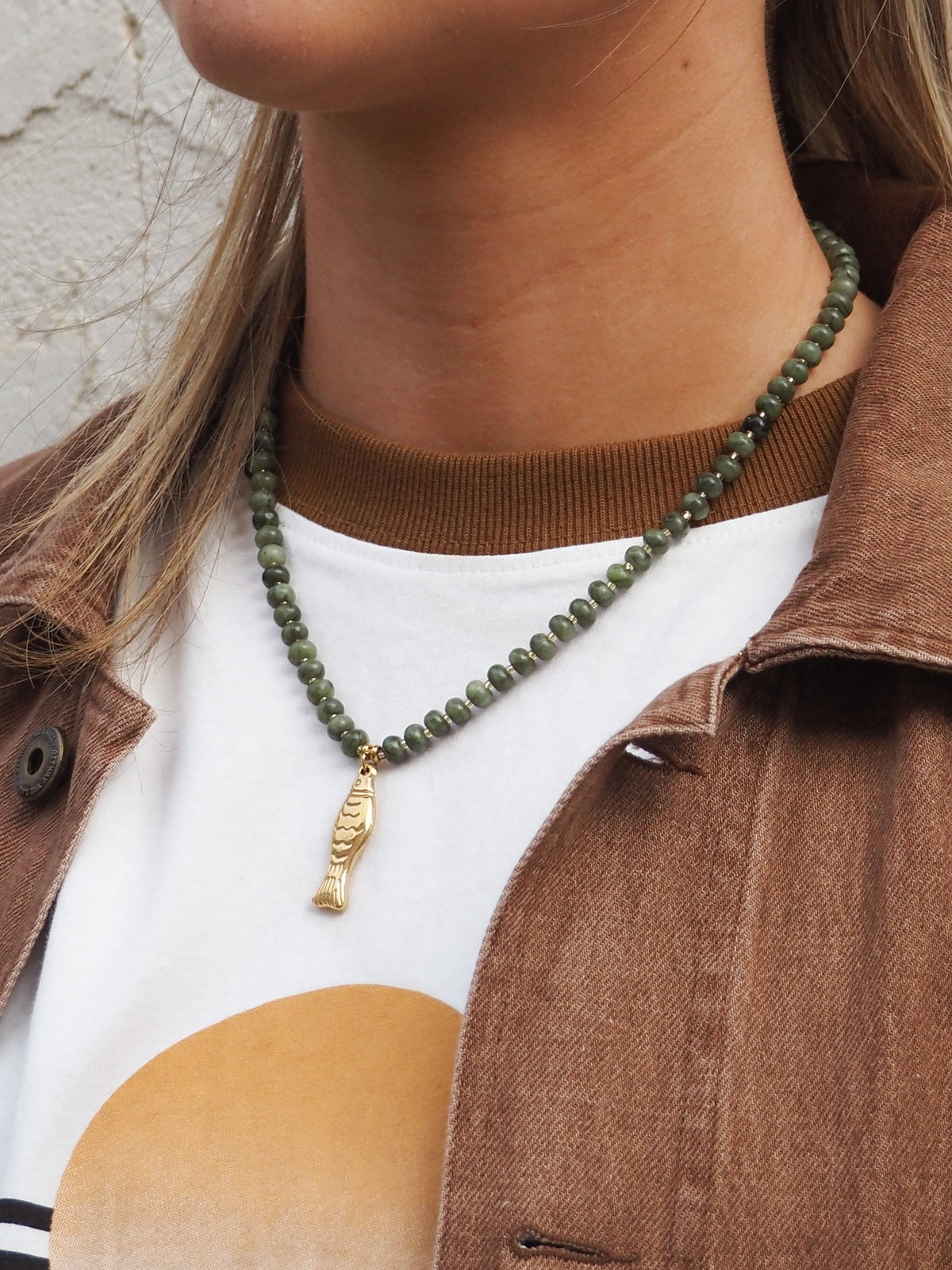 Fish Necklace - Olive