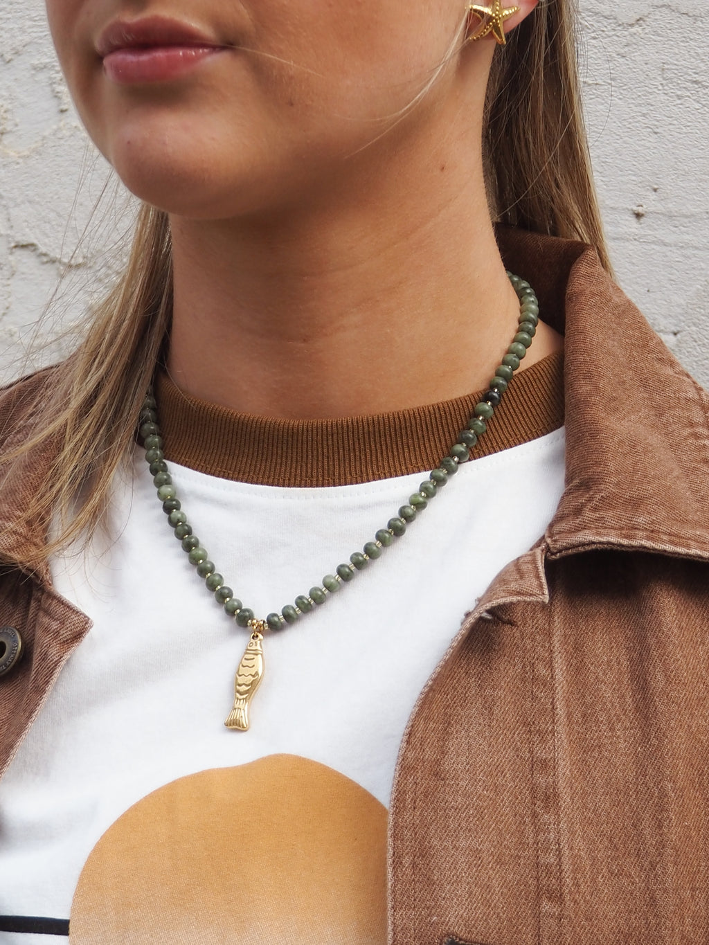 Fish Necklace - Olive