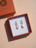 Keshi Pearl Hammered Hoops
