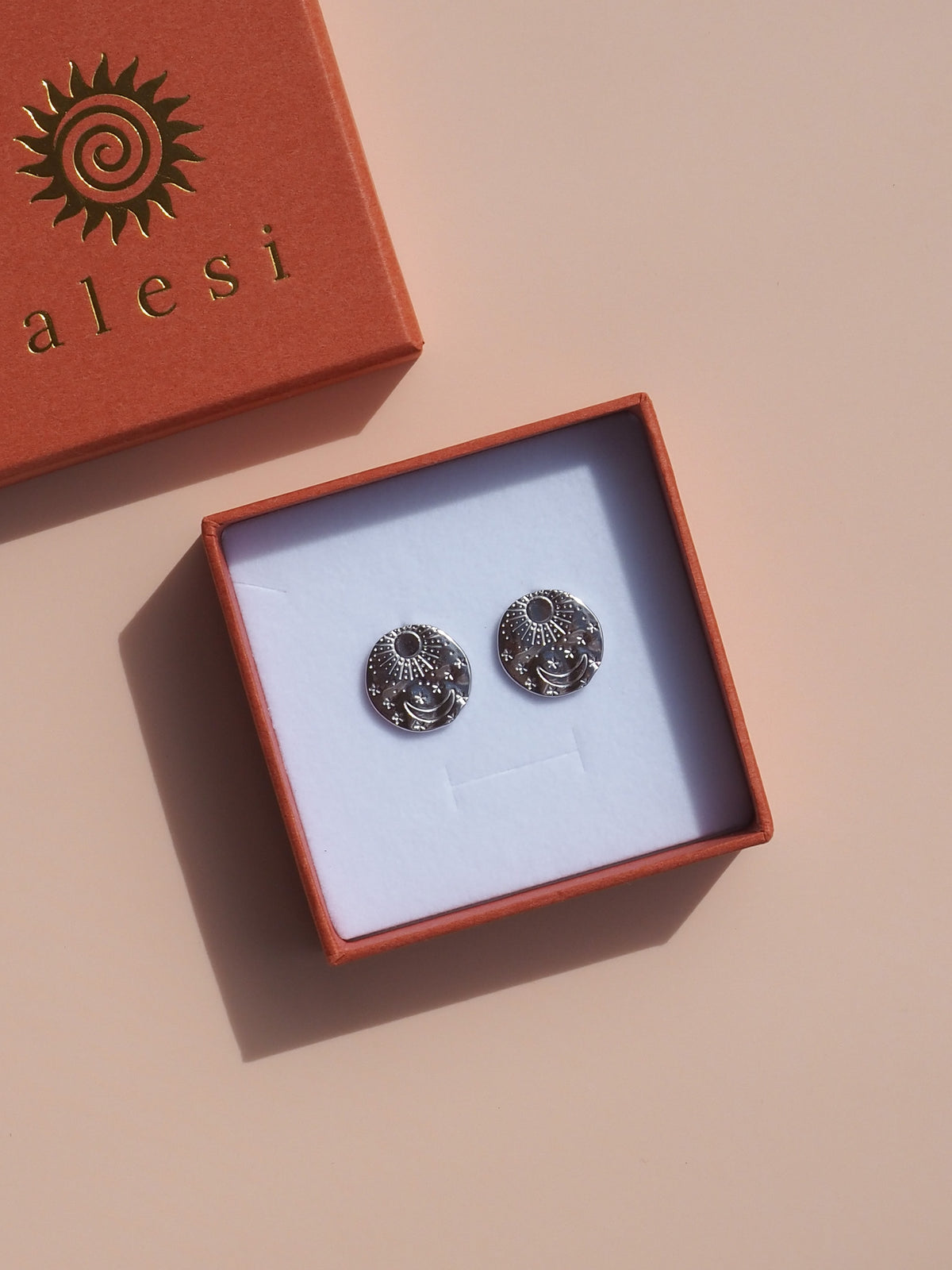 Hammered Sun Earrings - Silver
