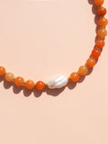Keshi Pearl Red Aventurine Necklace