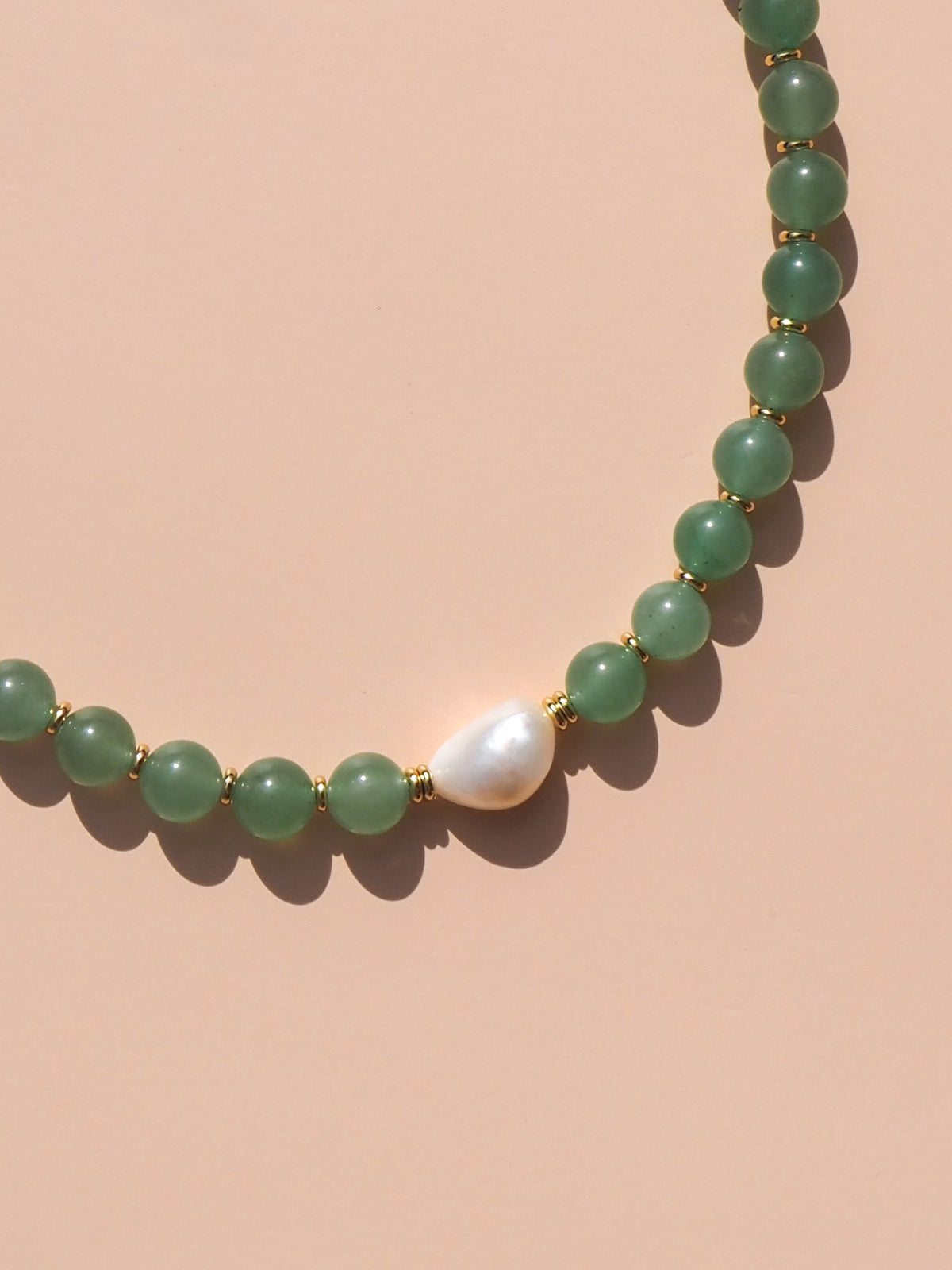 Freshwater Pearl Green Aventurine Necklace