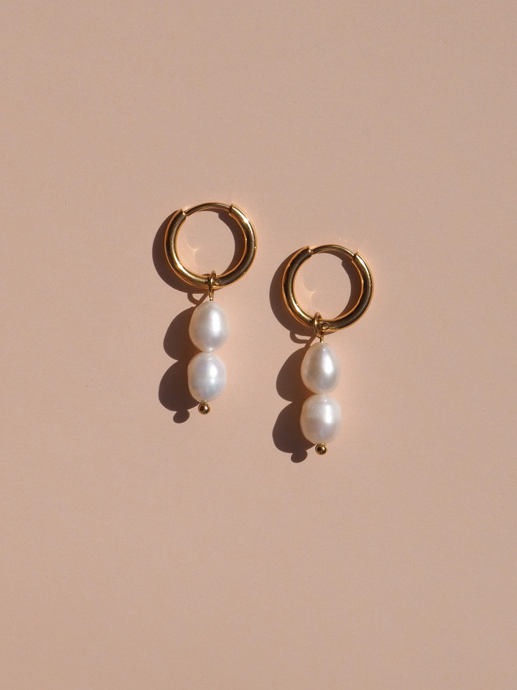 Double Pearl Hoop Earrings