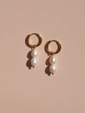 Double Pearl Hoop Earrings